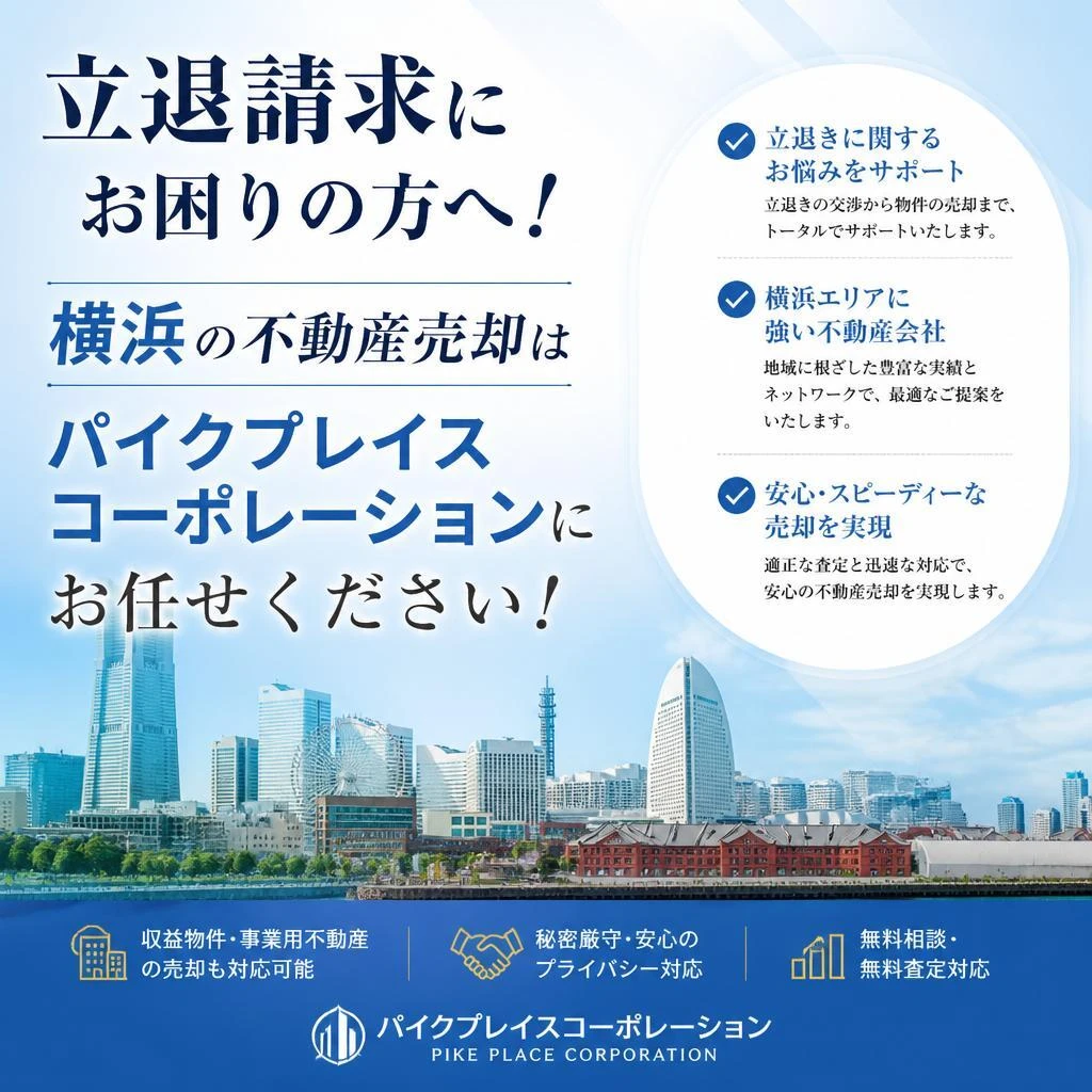 立退請求にお困りの方へ！横浜の不動産売却はパイクプレイスコーポレーションにお任せください！