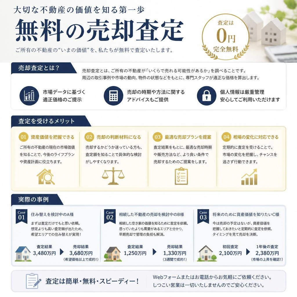 無料売却査定のお知らせ