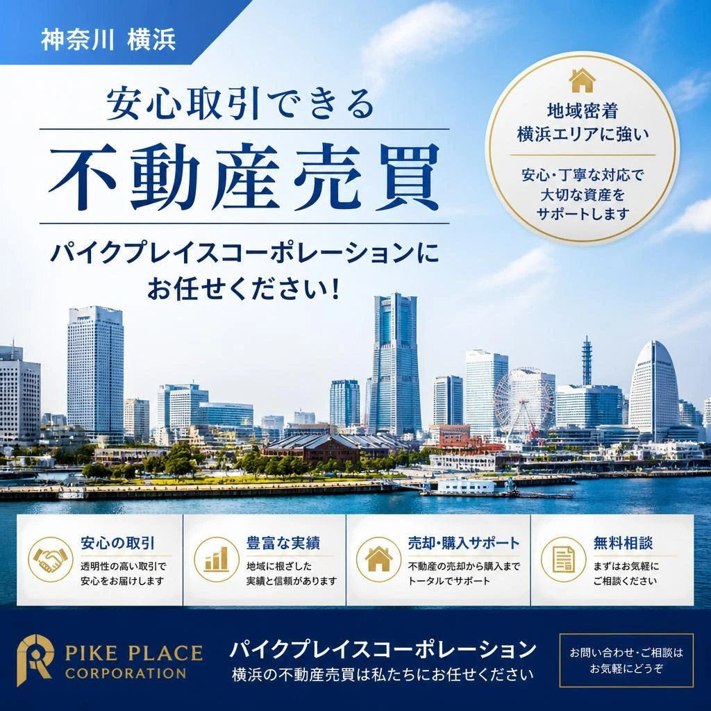 神奈川　横浜　安心取引できる不動産売買　パイクプレイスコーポレーションにお任せください！