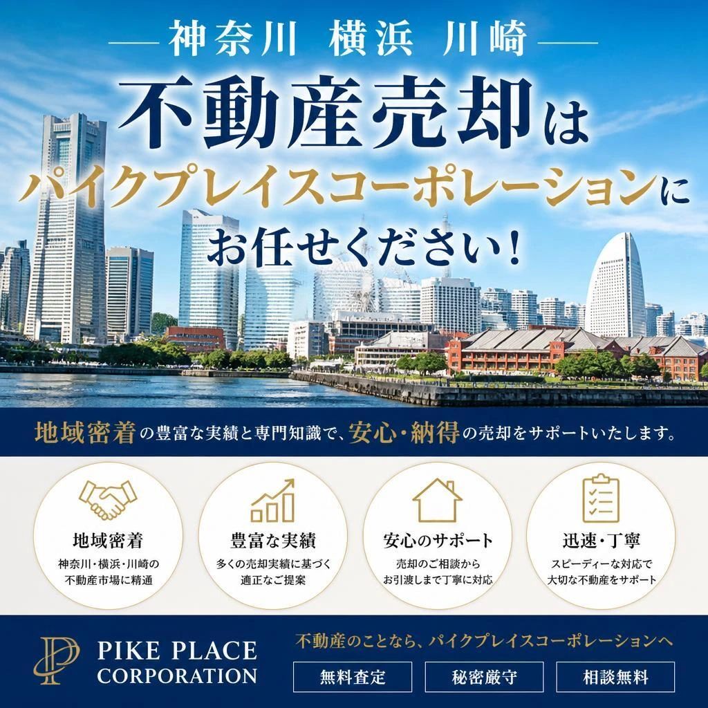 神奈川　横浜　川崎　不動産売却はパイクプレイスコーポレーションにお任せください！