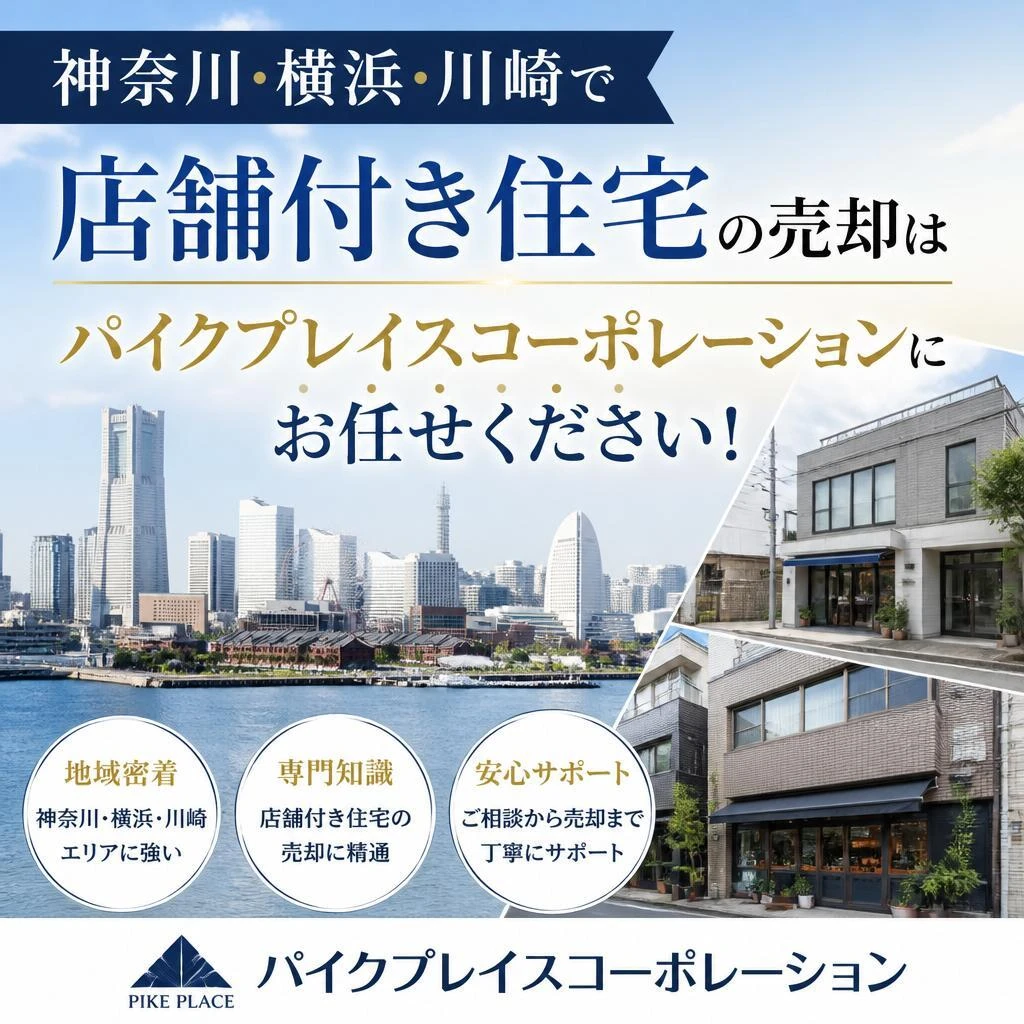 神奈川　横浜　川崎　店舗付き住宅の売却に強い　パイクプレイスコーポレーションにお任せください！